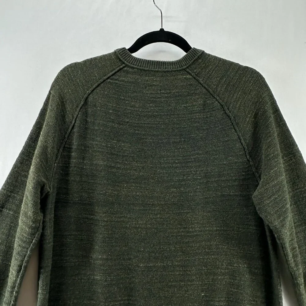 GAP Pullover Sweater Men M Crew Neck Cotton Knit Long Sleeve Heather Olive Green